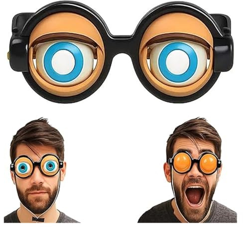 AngloCrate Gafas parpadeantes con ojos, divertidos ojos locos, gafas parpadeantes, novedosas gafas de ojos temblores, regalo para niños y adultos (negro)