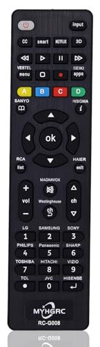 MYHGRC Telecomando Universale TV compatibile con telecomandi multimarca, facile da abbinare a Samsung LG Sony TCL Insignia Hisense Sharp Philips Toshiba Hitachi La configurazione della TV è semplice
