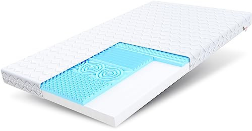 FDM Leon Schaumstoffmatratze 90x200 cm Kindermatratze Komfortschaum Baby Matratze 10 cm Höhe Härtegrad H3 Bezug Waschbar Öko-Tex Allergikergeeignet