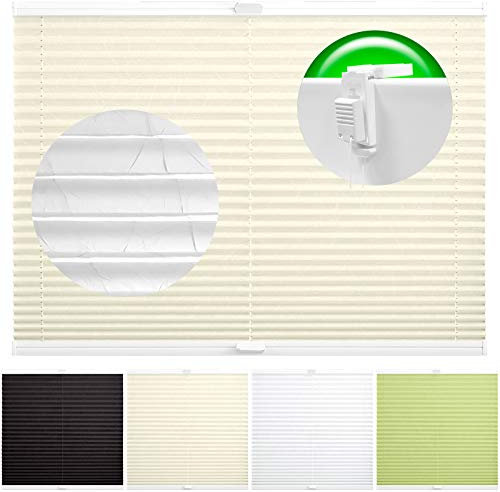 Horivert Plissee Pliseerollo mit Klemmträger Ohne Bohren Crush Stoff Fensterrollo Klemmfix Faltrollo Jalousie Sonnenschutz Blickdicht 120x150 cm