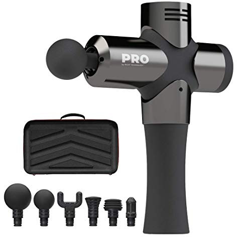 RIGHT TECHNOLOGY® PRO Massagepistole zum Entspannen der Muskeln, Qualität Massagegerät für Sportler 6 Köpfen für Massage Nacken Schulter Rücken Leistungsstarkes und Motor mit Druckkraft von 20kg