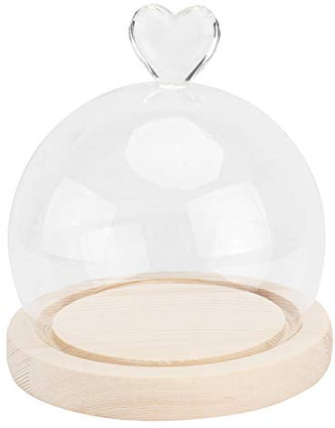 Amosfun 1 juego de campanas de cristal con mango de corazón, campana decorativa con suelo de madera, para bodas, cumpleaños, San Valentín, fiestas, decoración de mesa de Año Nuevo, regalos, rosas,