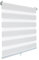 SBARTAR Doppelrollo schnurlos Klemmfix Rollos für Fenster ohne Bohren & zum Bohren, Weiß B100 x H120 cm, Drücken Und Ziehen Springrollos, Lichtdurchlässig Aber Blickdicht Mittelzugrollo