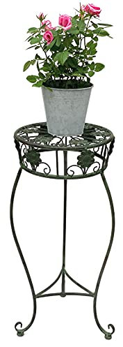 DanDiBo Blumenhocker Metall Grün Rund 60 cm Blumenständer 96008 M Blumensäule Antik Pflanzenständer Pflanzenhocker Vintage