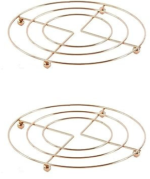 PNJB Hot Pan Pot Stands - Stainless Steel Copper Chrome Round Trivet Holder Kitchen, Table Ring, Kitchen Heat Resistant Hot Pan Round Steamer Rack, (2PCS)