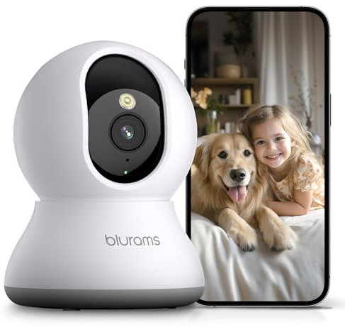 blurams 2K Überwachungskamera Innen, 360°-WLAN-Kamera Überwachung mit Bewegungserkennung, Farbnachtsicht, 2-Wege-Audio, kompatibel mit Alexa und Google, ideal für Baby/Haustier(2,4 GHz)