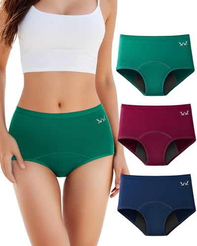 TANSTC Period Pants for Women, Heavy Flow Leakproof Menstrual Knickers | 95% Cotton, 4-Layer Gusset, Extended Coverage, High Waist Fit, Breathable Comfort, Stretch Fit, Washable & Reusable