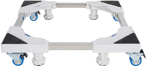 DELUKE® Waschmaschinen Untergestell BART - 4 Füße 4 Rollen, für 350kg UNIVERSAL | Waschmaschinen Sockel Trockner Untergestell für Kühlschrank Gerfrierschranksockel | Weiß
