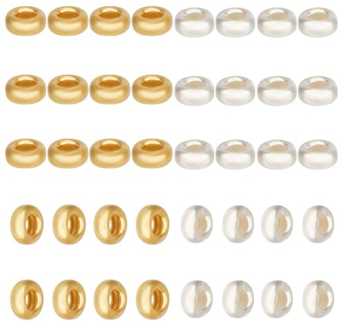 DELORIGIN 40 perlas de plata de ley 925 en 2 colores, para hacer joyas, placas espaciadoras plateadas, ovaladas, para manualidades, pulseras, collares, pendientes, accesorios de regalo, cuentas