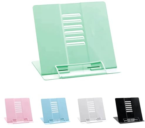 Garegce Metal Book Stand Folding, Book Holder, Cookbook Stands 6-Position Adjustable Height for Reading Rack, Tablet, Mobile Phone, and Reduce Fatigue for Sturdy Office School Home - Green