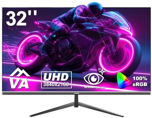 Gawfolk 32 Zoll Monitor 4K (3840 * 2160) UHD PC Gaming Monitor, VA Panel, HDR, HDMI/DP, 60Hz, schmaler Rand, 100x100mm VESA, 16:9, Black
