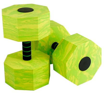 Water Dumbbells for Pool Exercise Set of 2, Aquatic Fitness Weights for Water Aerobics Swimming, Floatation Dumbbells for Low-Impact Training (Octagonal - Camouflage green)