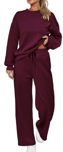 Rianclud 2 Piece Sets for Women Casual Outfits Sweatsuit Long Sleeve Sweatshirt Wide Leg Sweatpant Loungewear Set Tracksuit