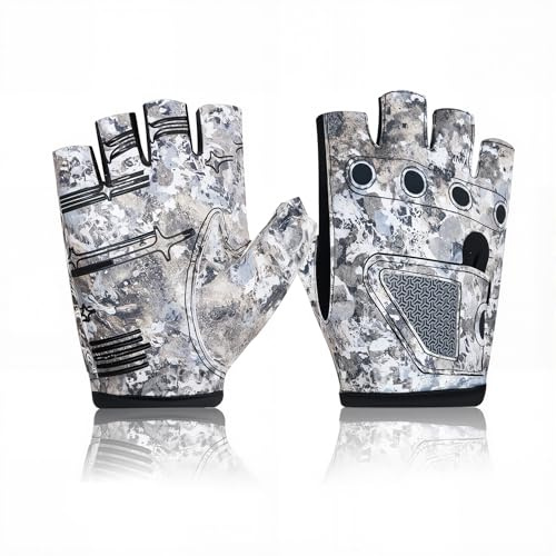 Rioomui Stubby Fingerless Fishing Gloves Men - Lightweight Breathable Anti-Slip Kayak Gloves Women for Kayaking, Sailing,Paddling,Rowing