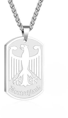 Halora Deutschland Kette Adler Herren, Halskette Herren Silber Edelstahl Bundesadler Herrenkette Männer Geschenke