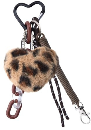 Porte-Clés En Peluche Avec Imprimé Léopard En Forme De Cœur Pour Clés De Voiture Accessoires De Sac Breloque En Forme De Guépard Sac À Main Charm Pour Filles Femmes Porte-Clés Pour Clés De Voiture