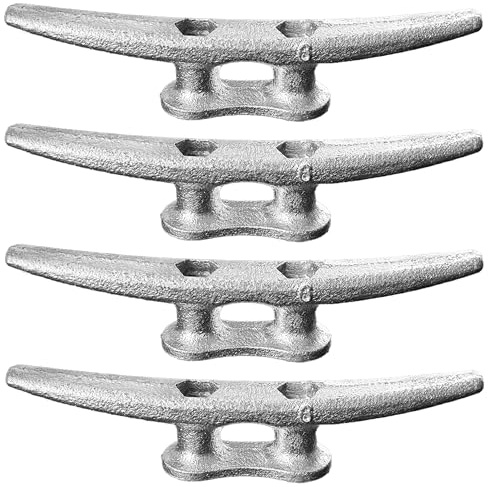 Laorde Dock Cleats 6 inch Galvanized Boat Cleats Cast Iron Marine Grade Rope Cleat for Mooring, Pier, Canoe, Nautical Maritime Decor, Tie Down (4 Pack)