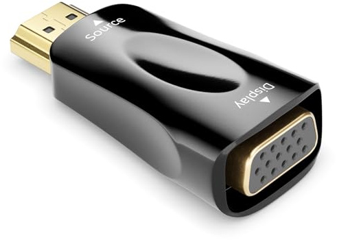 deleyCON Adattatore Convertitore HDMI (Sorgente) a VGA (Display) - 1080p Full HD - (per Monitor/Beamer/Proiettore VGA) - per PC/Computer/Laptop a Monitor/Beamer - Nero