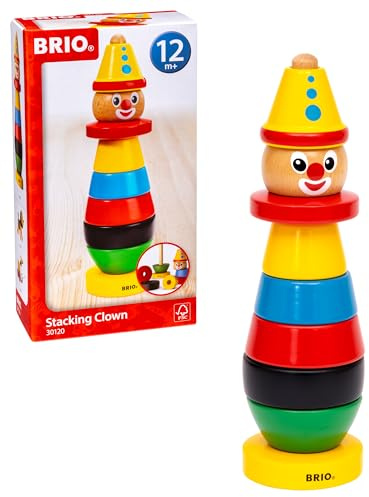 BRIO Infant & Toddler 30120 - Stacking Clown - 9 Piece Wood Stacking Toy for Kids Ages 1 and Up
