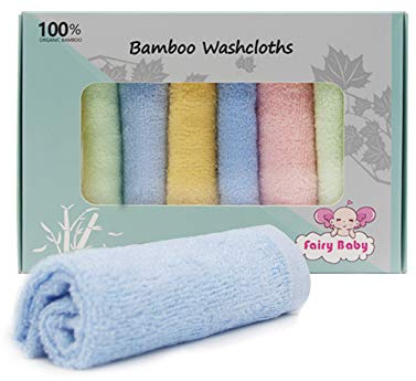 Baby Washcloths 100% Organic Bamboo Bath Washcloth Reusable Face Towels Anti-Bacterial Soft Towel Set Perfect for Newborn (8 pack)