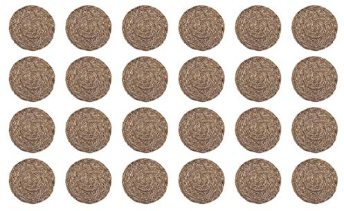 HERSIG - Pack 24 Salvamanteles Individuales | Manteles Individuales Redondos de Enea - 30 cm