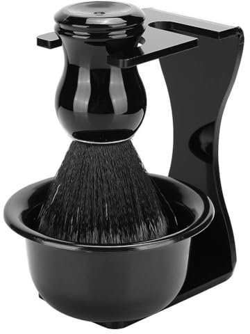 Agatige 3Pcs Shaving Brush Set for Men, 3 in 1 Travel Shaving Cleaning Tool Kit Includes Shaving Brush, Shaving Stand & Shaving Bowl for Men Wet Close Shave