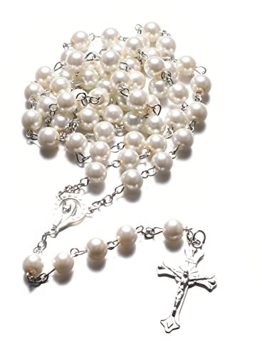 Jiali Q Katholischer Rosenkranz, farbiges Harz, handgefertigt, christlicher Stil, mit Retro-Kreuz (style-1)