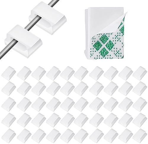 Kabelclips Kabelhalter selbstklebend weiß Kabelklemmen für Schreibtisch geeignet zur Befestigung von Ladekabel Lichterkette & Netzkabel Kabelbinder Kabelführung Kabelmanagement Kabel Organizer (15)