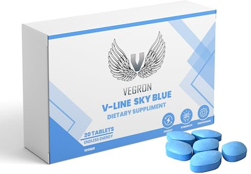 V Line Sky Blue – 20 Pills x 100mg | Fast-Acting Vitality Tablets for Men – Natural Energy & Wellness Support with Zinc, Ginseng, Maca & L-Arginine | Clean Herbal Formula | 20 Vegan Tablets