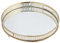 32cm Tablett Spiegeltablett Steine Metall Dekotablett Kerzen Lagerung Organizer,Gold,Round verspiegelte Tablett für Geburtstage, Hochzeiten, Muttertag