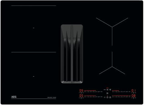 AEG Placa Inducción Extractora Integrado TCH74B01FB, 68 cm, 4 zonas, Función Bridge, 9 niveles de potencia, Gestionar Individualmente los 4 fuegos, Desconexión automática, Negro