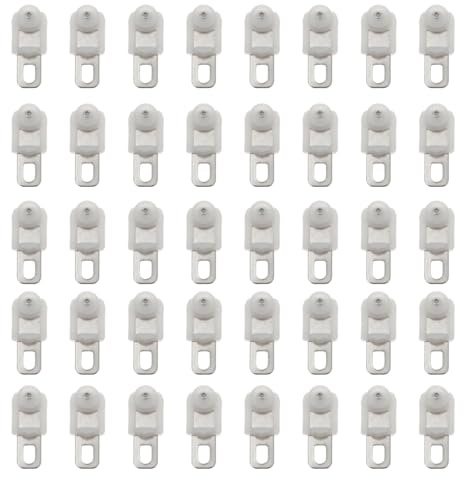 Amosfun 50pcs Curtain Track Roller Glider Hooks Heavy Duty Curtain Roller Scroll Wheel Gap Distance 14mm