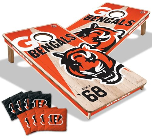 YouTheFan NFL Cincinnati Bengals 2’ x 4’ Professional Wood Cornhole Game with Logo Bags
