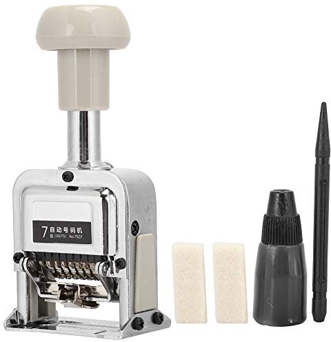 Numbering Machine, 7 Nummern Siegel Nummerierungsmaschine Paginierstempel Nummernstempel Nummeriermaschine mit Stempelfarbe