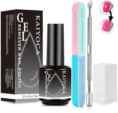 Solvente per Unghie in Gel con Smalto a 7 vie, Spingi Cuticole e Salviette per Unghie, Rimuove Facilmente e Rapidamente la Acrylic Powder in 3-5 Minuti (set da 1 pezzo)