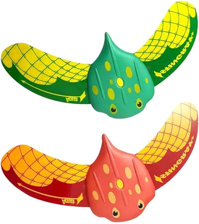 QLEUIFT Teufel Fisch Schwimmbad Spielzeug, Wasserspielzeug Kinder, Pool Spielzeug, Tauchringe für Kinder, Tauchspielzeug, Wasser Spielzeug für Swimmingpool, Unterwasser Glider (2 PCS Rot und Grün)