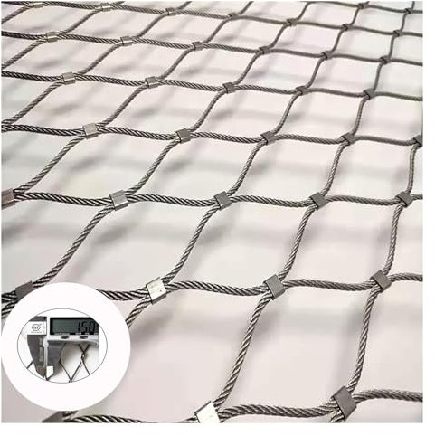 Zaun Aus Rostfreiem Stahl Verzinkter Maschendrahtzaun Pflanzen-Klettergitter Schlagfest, für Fallschutznetze in Großen Höhen WXQTM(1x2m/3.28x6.56ft)