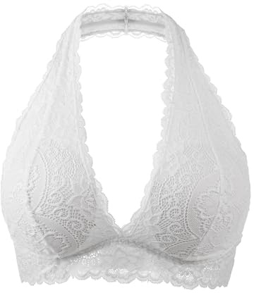Cotorance Womens Lace Bra No Underwire No Pads V Neck Halterneck Comfortable Bralettes