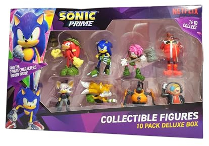 BANDAI Sonic Prime Collectable Figures 10 Pack Set 1 | 12 6.5cm Models Based on Netflix TV Show | Toys Make Great Gaming Merchandise for Adults and Kids