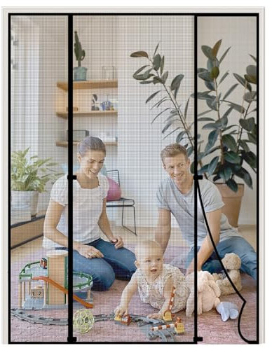 HooTown Magnet Fliegengitter Tür, 140 x 222cm Fliegengitter Doppeltür Fliegengitter Balkontür Auto Schließen Insektenschutz Balkontür Fliegenvorhang für Fenster, Balkontür, Kellertür und Terrassentür