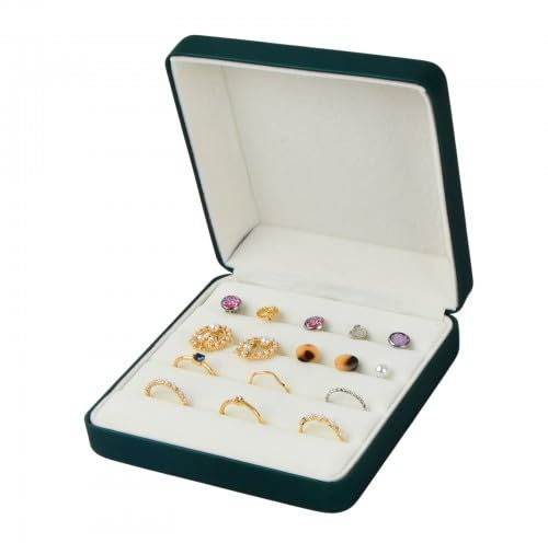 Scatola Organizer per Anelli di Gioielli, Custodia per Gioielli da Viaggio, Pelle PU Velluto Portagioie Anello Display Stoccaggio Custodia per Donne Ragazza Anelli Multipli Orecchini Organizzatore