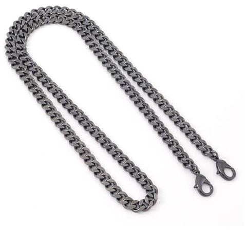 HABNI 120Cm Espejo Pulido Cadena Cubana Para De Metal Correas De Hombro De Bolsos Con Hebillas Diy Correa De Cadena Para Carteras Y Bolsos De Hombres Mujeres(Negro)