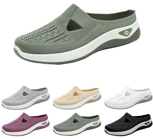 Scarpe Ortopediche Donna,Ciabatte Ortopediche Donna,Pantofole Estivo Sandalo Antiscivolo Chiuse Scarpe con Plantare Estraibile Morbido Traspiranti Sneakers Leggere Casa Comode (Verde,39)