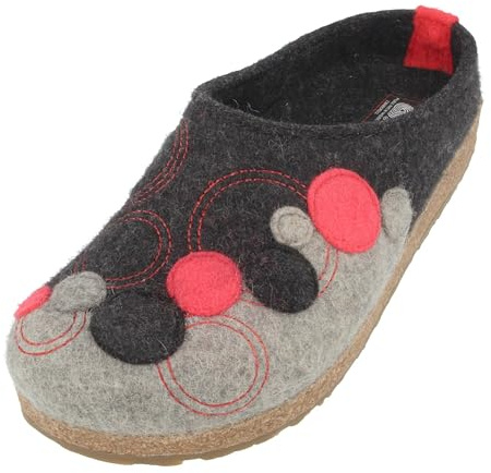 HAFLINGER Grizzly Fizz - Pantofole in feltro con suola in gomma, grafite, 39 EU