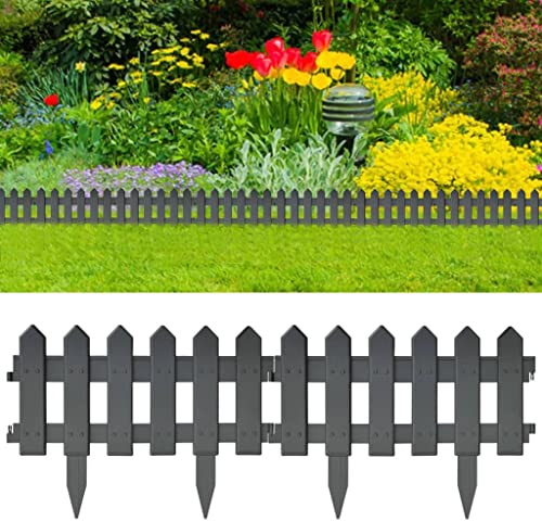 Lot de 25 bordures de clôture de jardin Anthracite 10 m PP pour bordures de pelouse, parterres de fleurs, chemins et bordures de cour