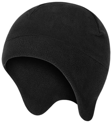 Maoko Kids Beanie Skull Cap with Ear Flaps - Fleece Winter Ear Warmer Hat for Boys & Girls Black
