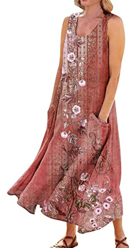 Vestido Mujer Verano Estampado Elegante Sueltos Vestido De Verano Casual Casa Playa