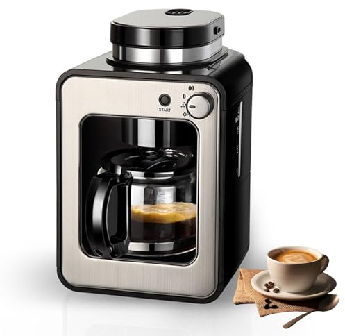 Macchina da Caffè Completamente Automatica, Mini Macchina per Caffè Espresso Portatile da 600 W, Macinacaffè e Macchina Combinata con Chicchi Macinati O Interi, Macchina da Caffè Americano per Casa
