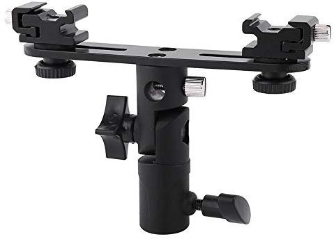 Doppia Staffa Flash, Slitta a Slitta Tipo T orientabile Light Stand con Supporto per riflettore per ombrelli 1/4 3/8 Supporto per Fotografia Video