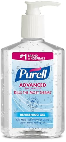 Advanced Hand Sanitizer Refreshing Gel, Clean Scent, 8 oz Pump Bottle / 4 Bottles